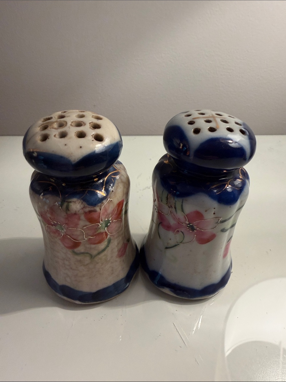 Vintage Hand Painted Porcelain Salt And Pepper Shakers "AS IS"